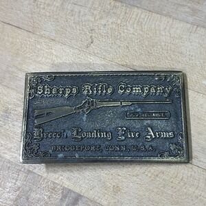 Vintage 1975 Sharps Rifle Co Brass Belt Buckle Tiffany Studios New York